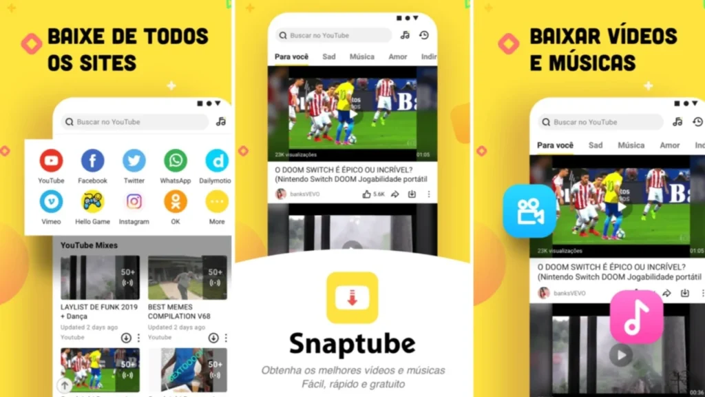 SnapTube v7.64.1.76402001 Mod APK (VIP) e (Sem Anúncios) 2 SnapTube, um aplicativo para baixar vídeos e músicas