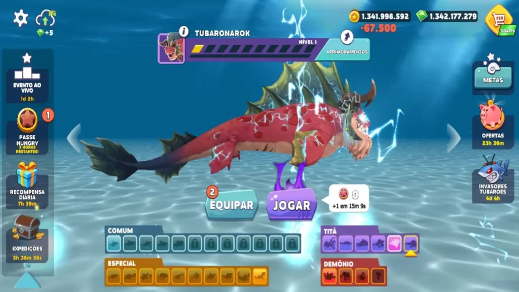 Hungry Shark Evolution dinheiro e progressão